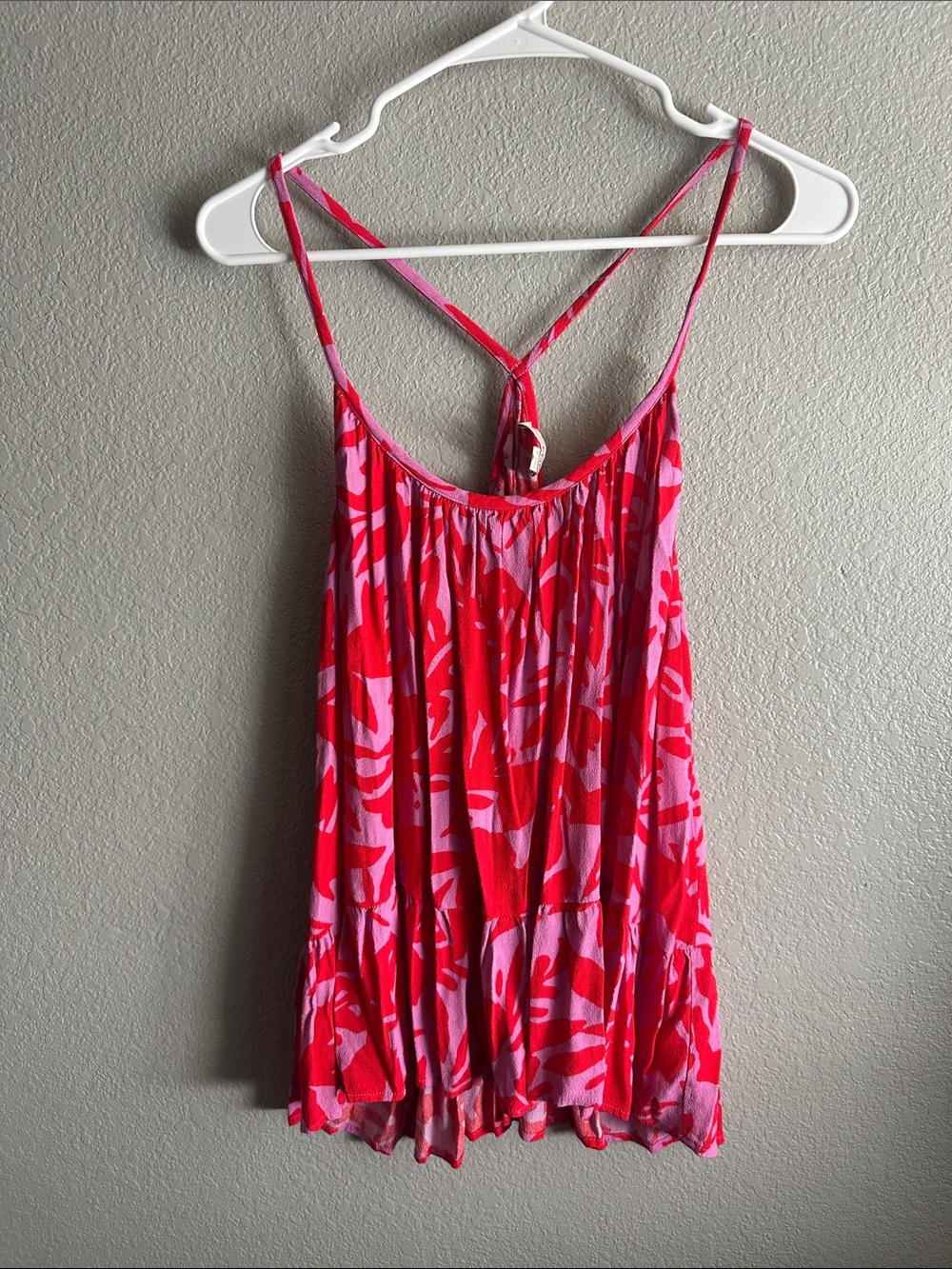 LOFT Pink and Red Floral Camisole Tank
